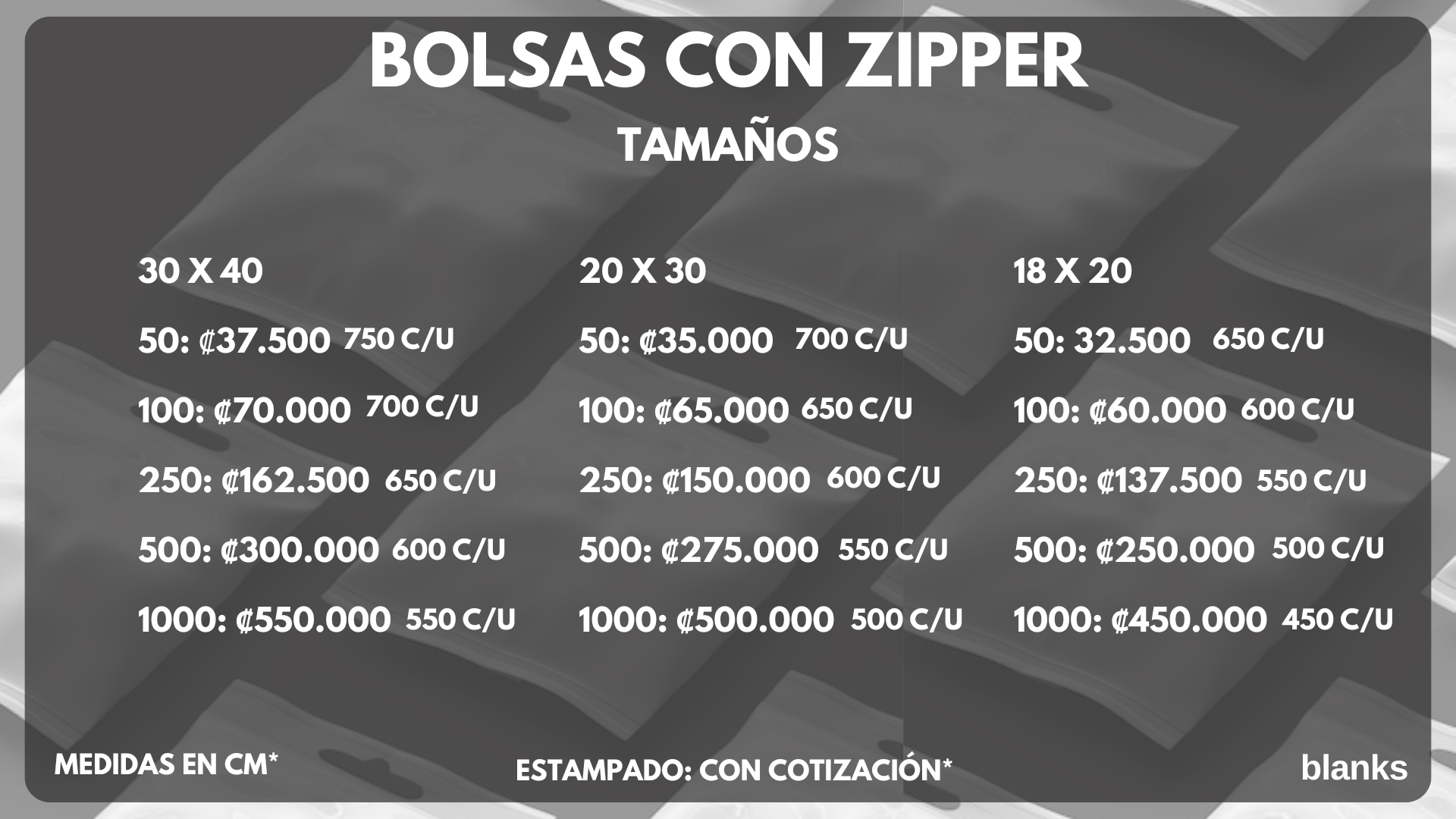 Bolsa con zipper