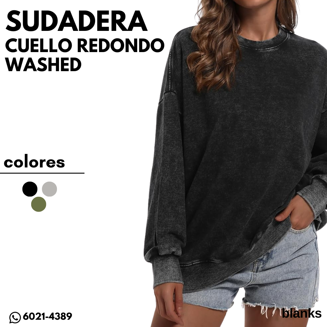 SUDADERA CUELLO REDONDO WASHED
