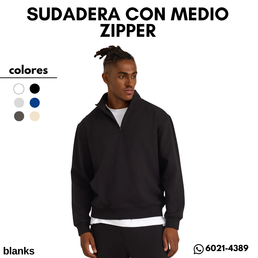 SUDADERA CON MEDIO ZIPPER – BLANKS CLOTHING